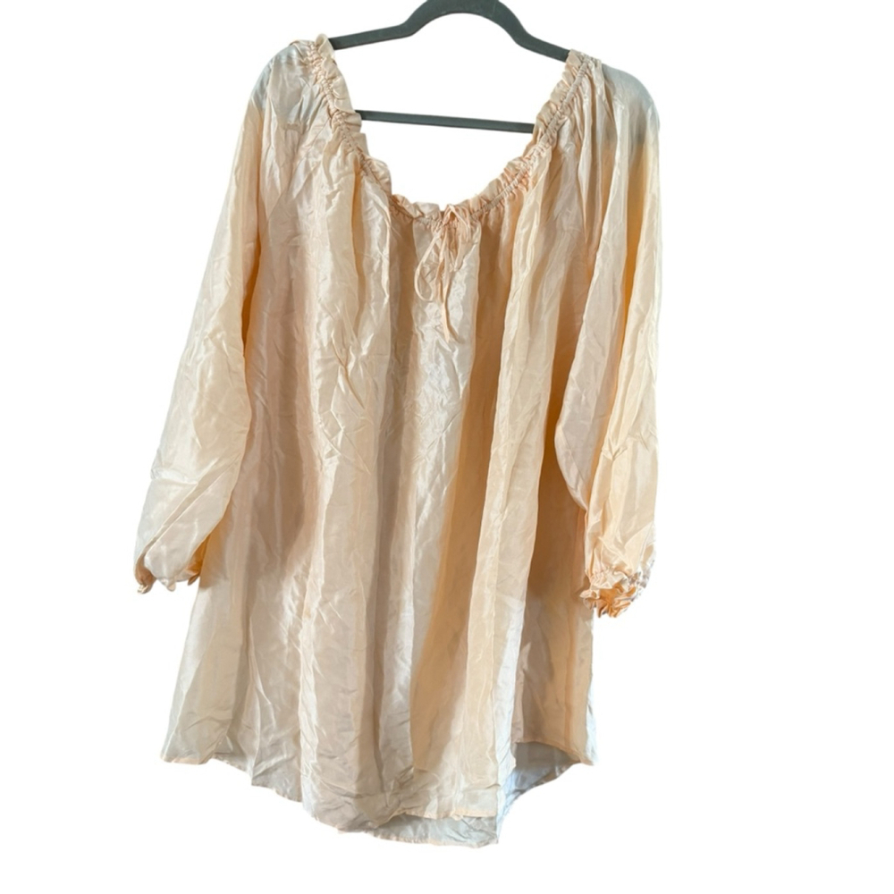 CW Electra Peach Ombre Silk Off Shoulder Blouse Medium - Picture 7 of 8